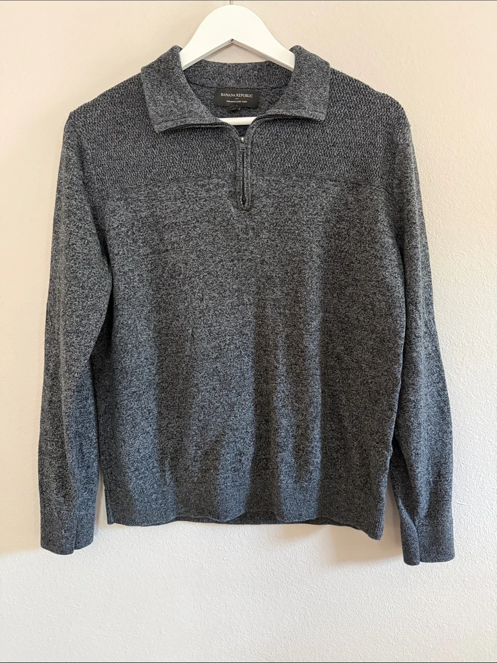 Banana Republic Men’s Charcoal Heather Quarter-Zip Sweater